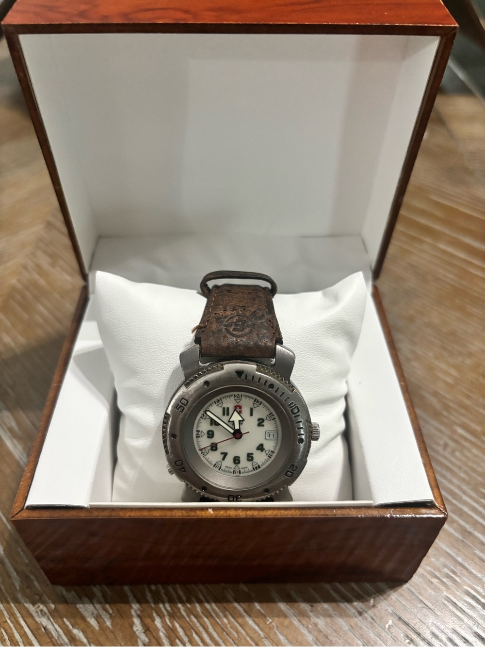 Men's Swiss Army Watch with Original Brown Leather Strap